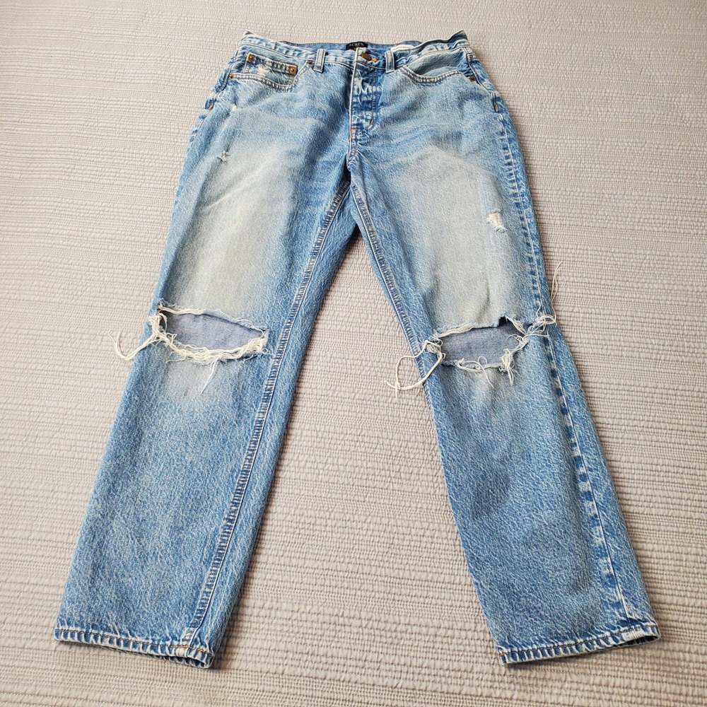 J.Crew Slim Boyfriend Premium Edition Distressed Light Wash Jeans Size 28